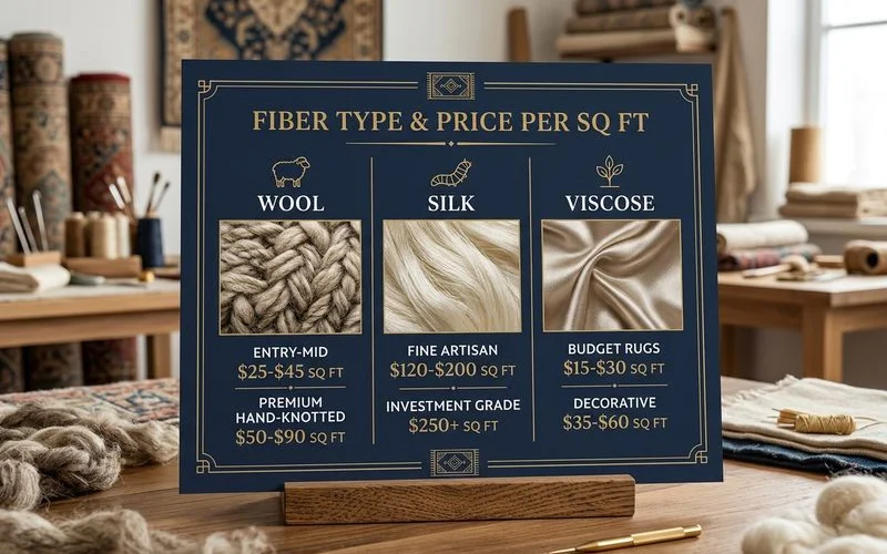 Per-square-foot price tiers by fiber type