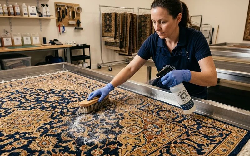 WoolSafe-style approved cleaning of a wool rug