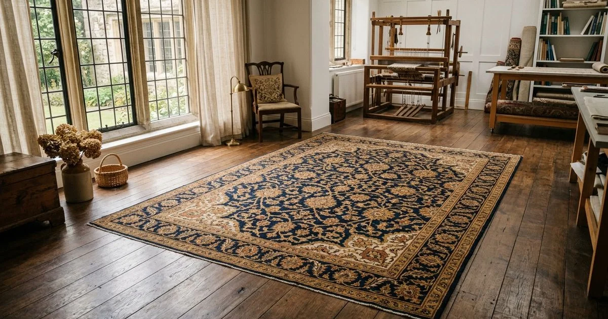 Antique Persian rug in an elegant sunlit room