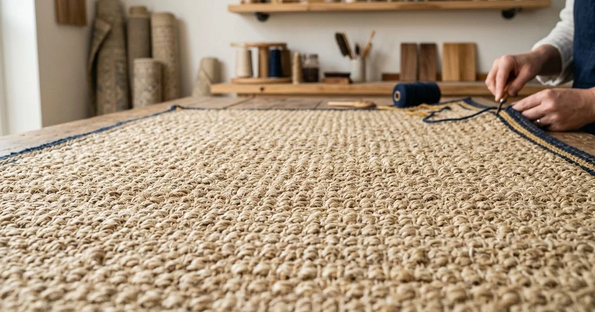 Natural sisal rug texture detail, neutral tones