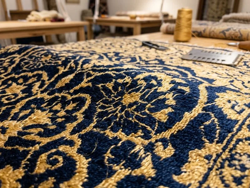 Viscose & Art Silk Rug Cleaning in progress