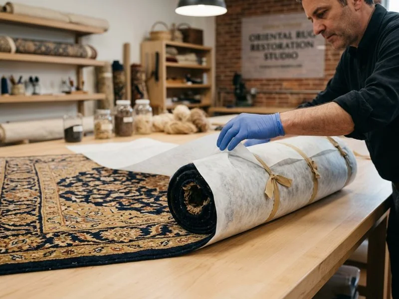 Rug Storage & Wrapping in progress