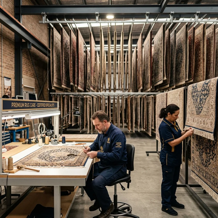 Inside our 4,000 sq ft rug cleaning plant